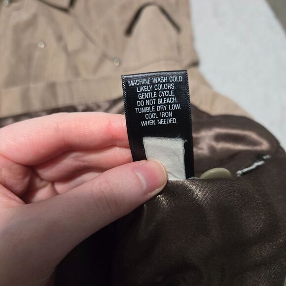 Croft & Barrow Womens Beige Hooded Zip Up Heavyweight Trench Coat Size 1X Chore - Picture 5 of 7